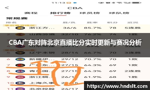 CBA广东对阵北京直播比分实时更新与赛况分析